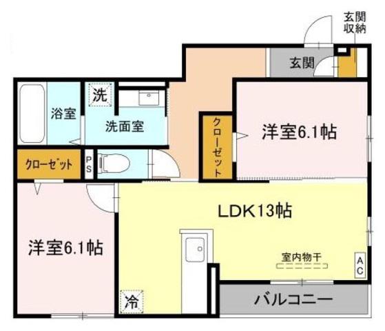 FIELD COURT(2LDK/2階)の間取り写真