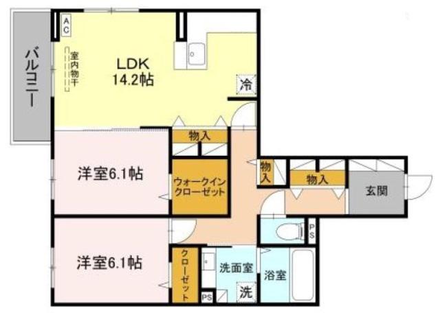 FIELD COURT(2LDK/2階)の間取り写真