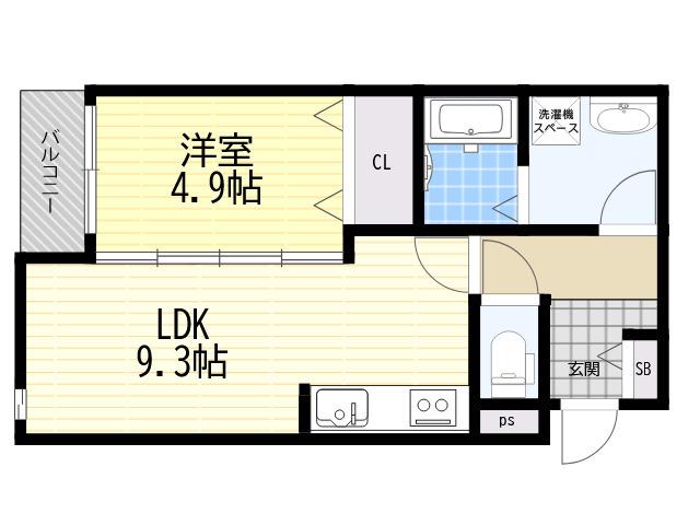 ランドレーヴ常光寺(1LDK/3階)の間取り写真