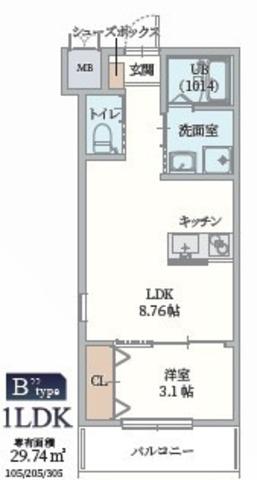 GAZELLE NOAH尼崎次屋(1LDK/3階)の間取り写真