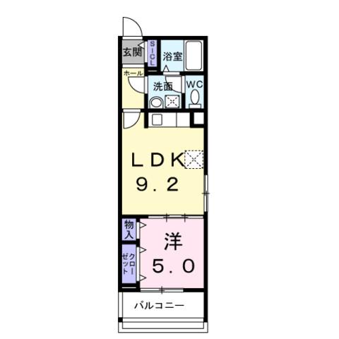 ヒカルサ尼崎若王寺(1LDK/2階)の間取り写真