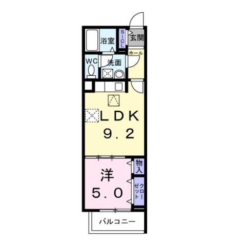 ヒカルサ尼崎若王寺(1LDK/1階)の間取り写真