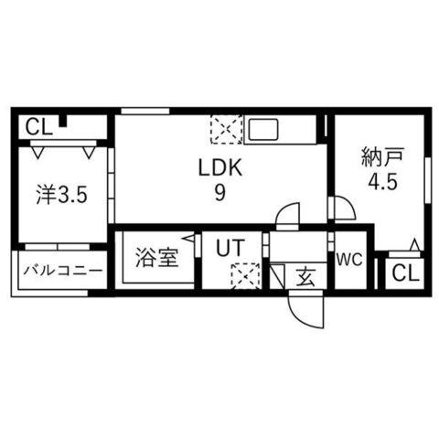 CALME(1SLDK/1階)の間取り写真