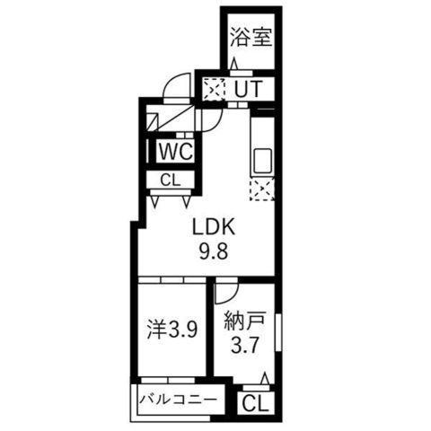 CALME(1SLDK/2階)の間取り写真