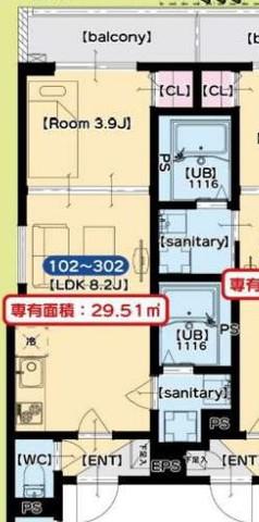 F ASECIA UPIS(1LDK/3階)の間取り写真