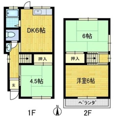 阪急神戸本線 武庫之荘駅 徒歩18分 2階建 築50年(3DK)の間取り写真