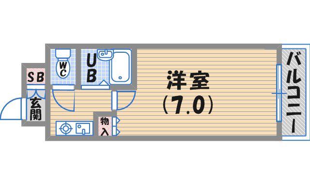 ヴィラカイチ(1K/2階)の間取り写真