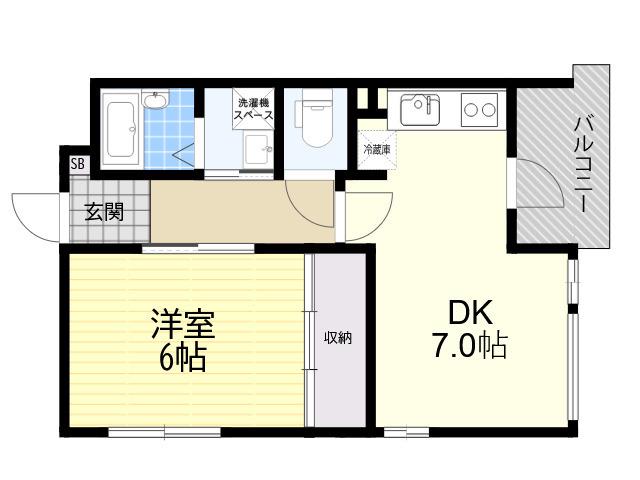 ロイヤルメゾン西宮北口7(1DK/3階)の間取り写真
