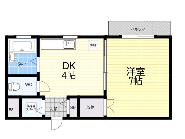 ステラハウス28(1DK/1階)の間取り写真
