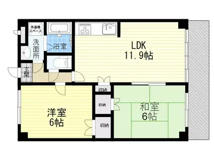 カスタム加島1(2LDK/3階)の間取り写真