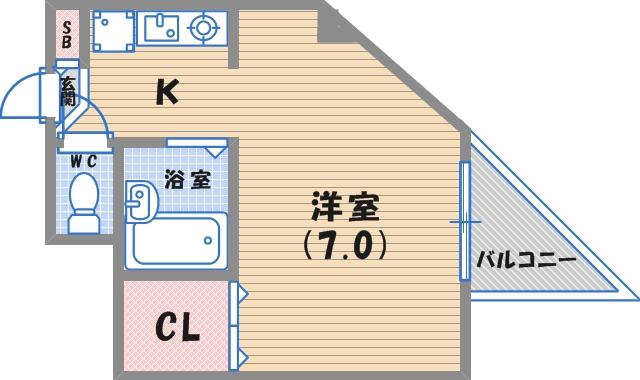 うえすとばれい(1K/4階)の間取り写真