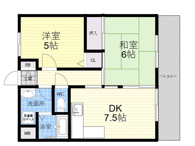 グッドヴィレッジ1番館(2DK/2階)の間取り写真