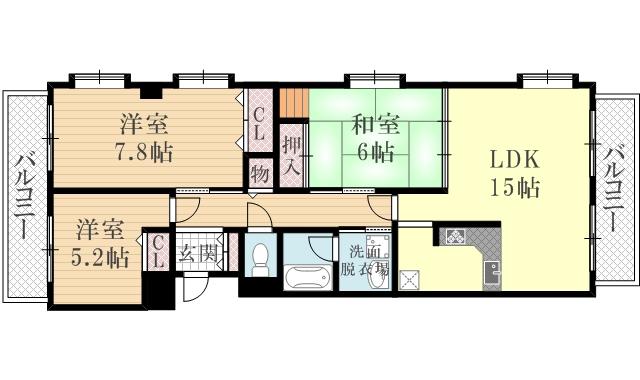 ジュエルコート甲子園口II(3LDK/1階)の間取り写真