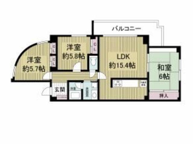 S-RESIDENCE夙川(3LDK/2階)の間取り写真