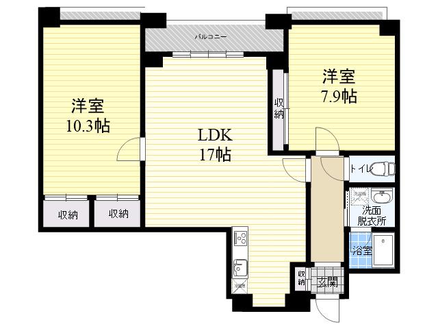 S-RESIDENCE夙川(2LDK/1階)の間取り写真