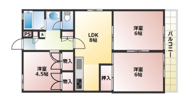 アネックス土井(3LDK/3階)の間取り写真
