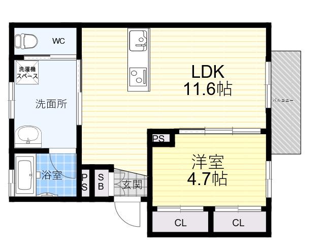 ハイツマスモトA(1LDK/1階)の間取り写真