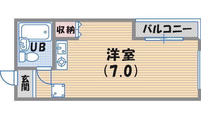 パークプレース鳴尾(1K/4階)の間取り写真