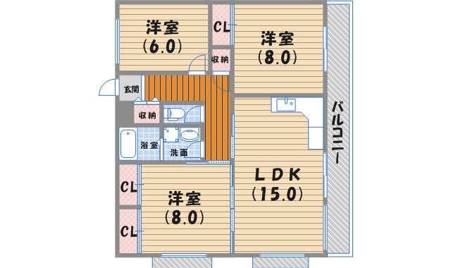 メゾン大徳(3LDK/3階)の間取り写真