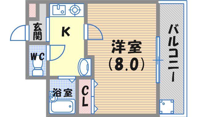 プチシャルマン北口(1K/2階)の間取り写真