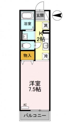 コンパニエロ北口(1K/1階)の間取り写真