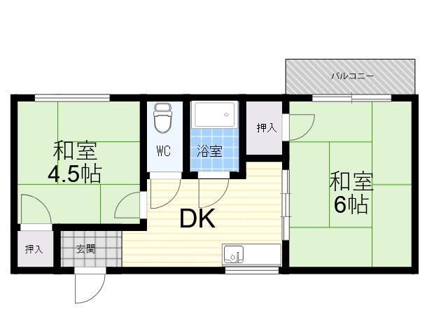 若草ハイツ(2DK/2階)の間取り写真