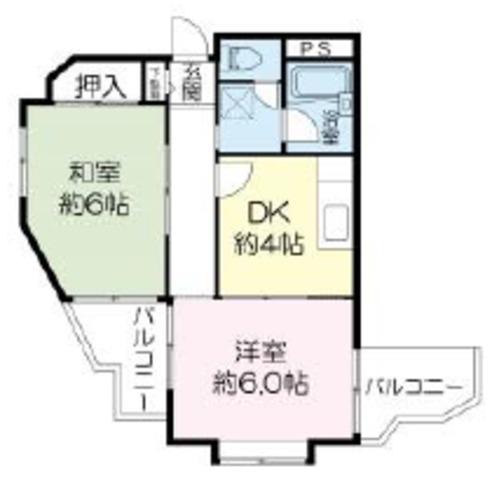 フローレンス西宮Ⅰ(2DK/1階)の間取り写真