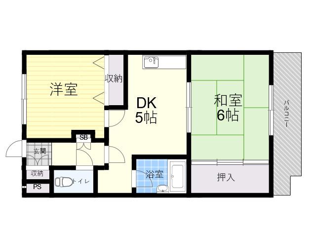 フローレンス西宮Ⅰ(2DK/2階)の間取り写真