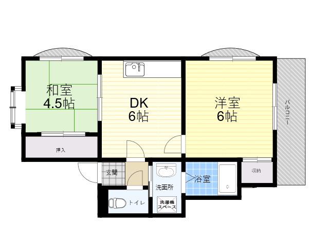 COZY西宮(2DK/1階)の間取り写真