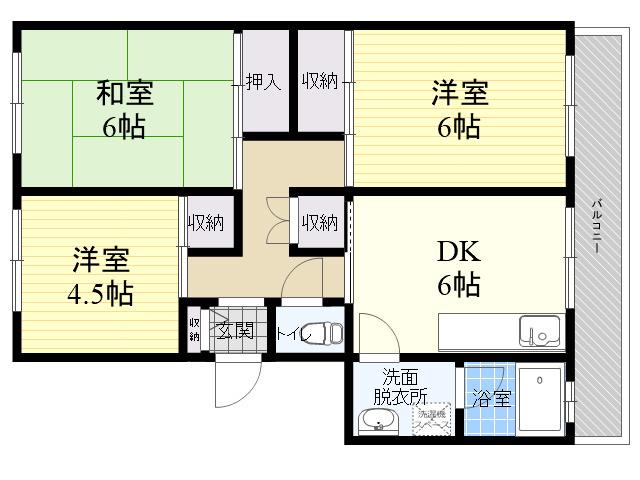 仁川マンション(3DK/3階)の間取り写真