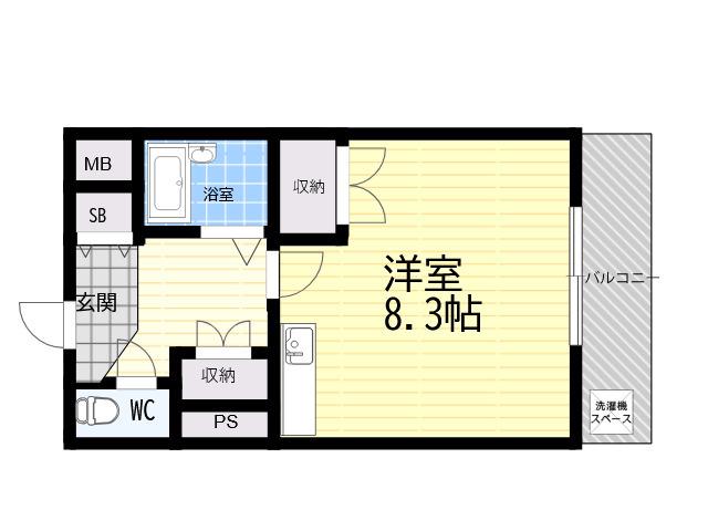 ヴィユ江上(ワンルーム/3階)の間取り写真