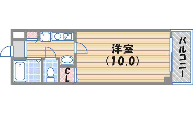エレガンス白鳥(ワンルーム/3階)の間取り写真