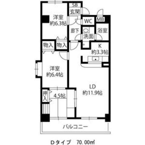甲子園ガーデンハウス(3LDK/6階)の間取り写真