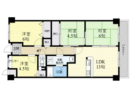 クレール西宮北口(4LDK/2階)の間取り写真