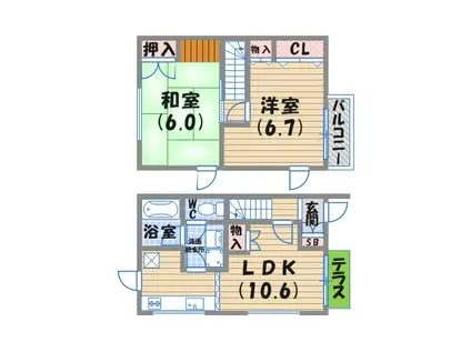 奥村メゾネット(2LDK)の間取り写真