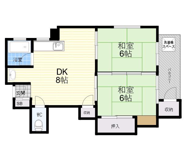 新光マンション(2LDK/3階)の間取り写真