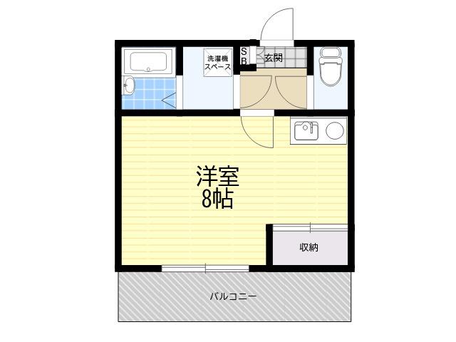 サンハイツ香枦園(ワンルーム/1階)の間取り写真