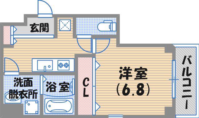 プリートバレンシアB(1K/2階)の間取り写真