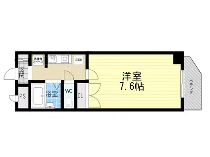 夙川ル・カンフリエ(1K/3階)の間取り写真