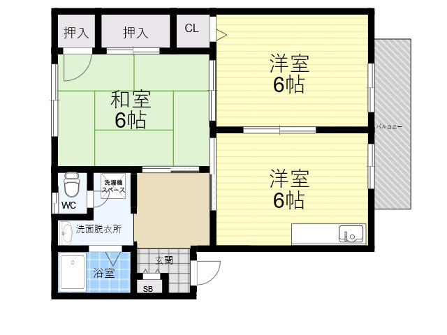ハイツ大市(2DK/1階)の間取り写真