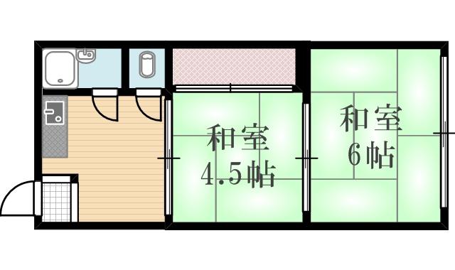 ハラトク荘(2K/2階)の間取り写真