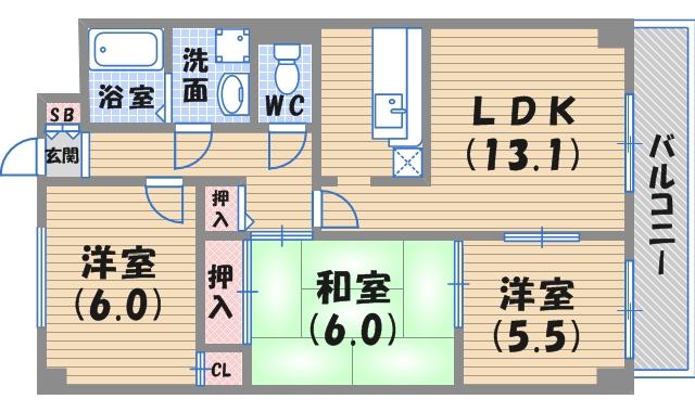 グレース17(3LDK/2階)の間取り写真