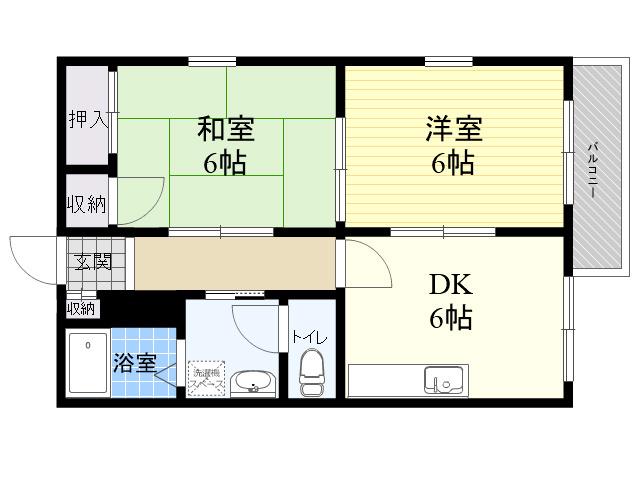 ピュールヴィサージュ(2DK/1階)の間取り写真