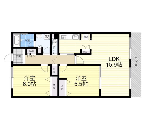 甲子園三番町ハイツ(1SLDK/2階)の間取り写真