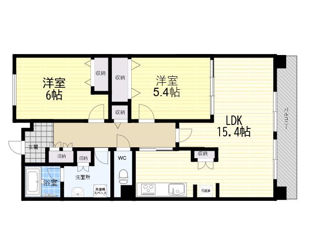甲子園三番町ハイツ(2LDK/4階)の間取り写真