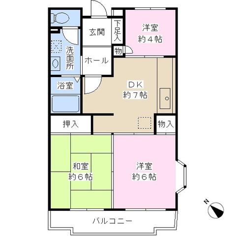 メゾンアイリス(3DK/1階)の間取り写真