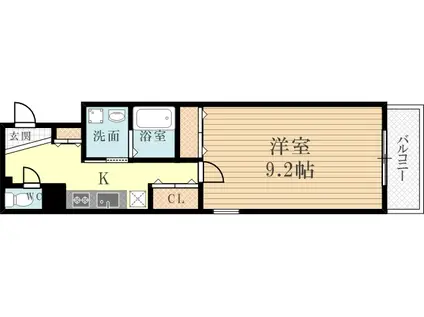 BELAIR江上町(1K/4階)の間取り写真