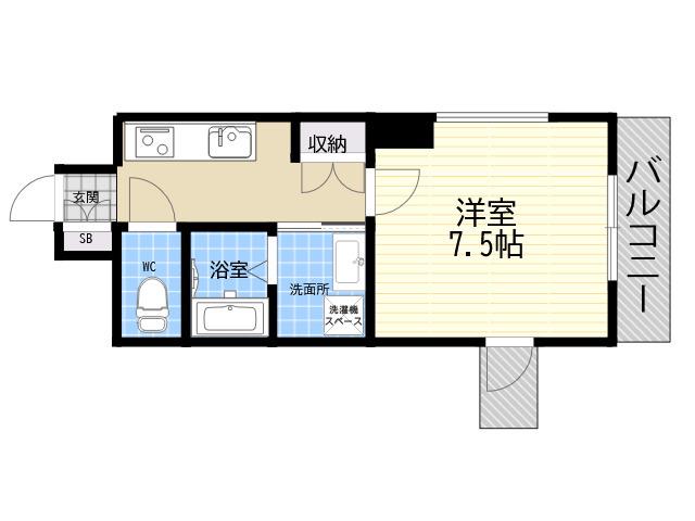 BELAIR江上町(1K/6階)の間取り写真