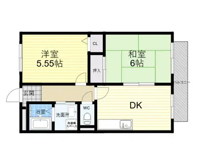 ハイム桜谷(2DK/2階)の間取り写真