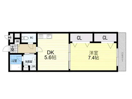 COURT YARD西宮北口(1DK/4階)の間取り写真
